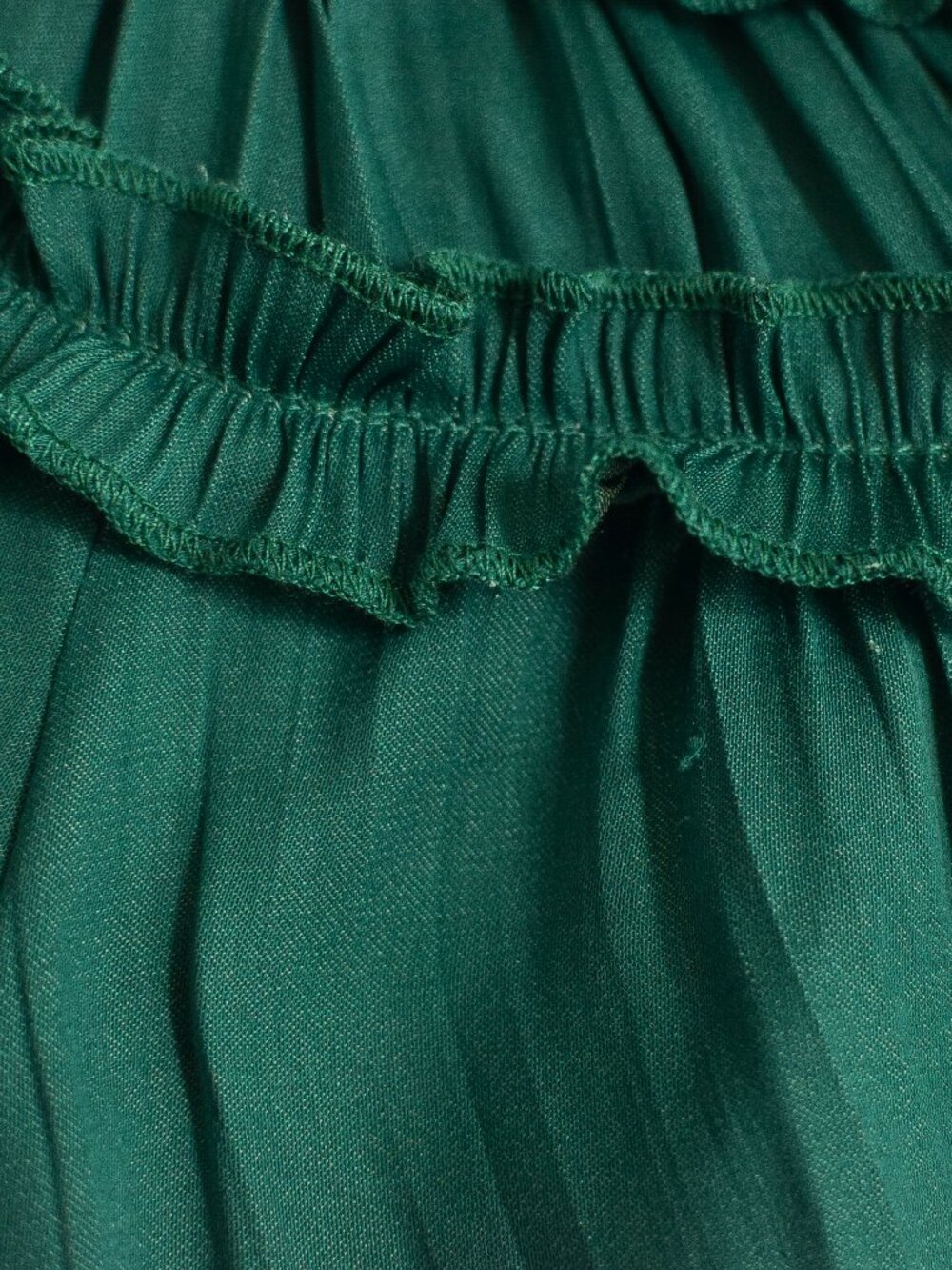 Anthropologie Shirred Peasant Blouse Green Emerald Ruffle Button Front Sz S Boho - Picture 13 of 13
